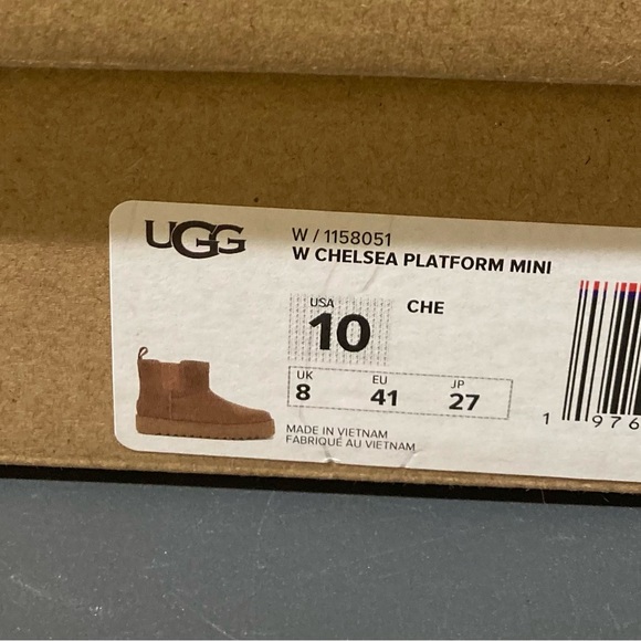 UGG W CHELSEA PLATFORM MINI SIZE 10 CHESTNUT NIB - Picture 5 of 5